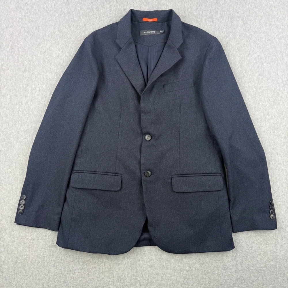 Bluffworks Blazer Mens 40R Blue Gramercy Classic Performance Travel Jacket